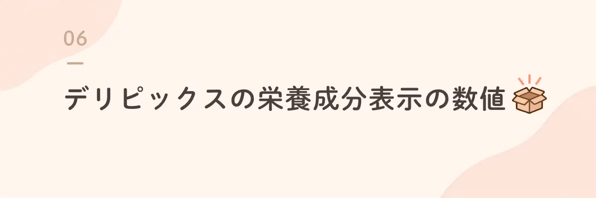 デリピックスの栄養成分表示の数値