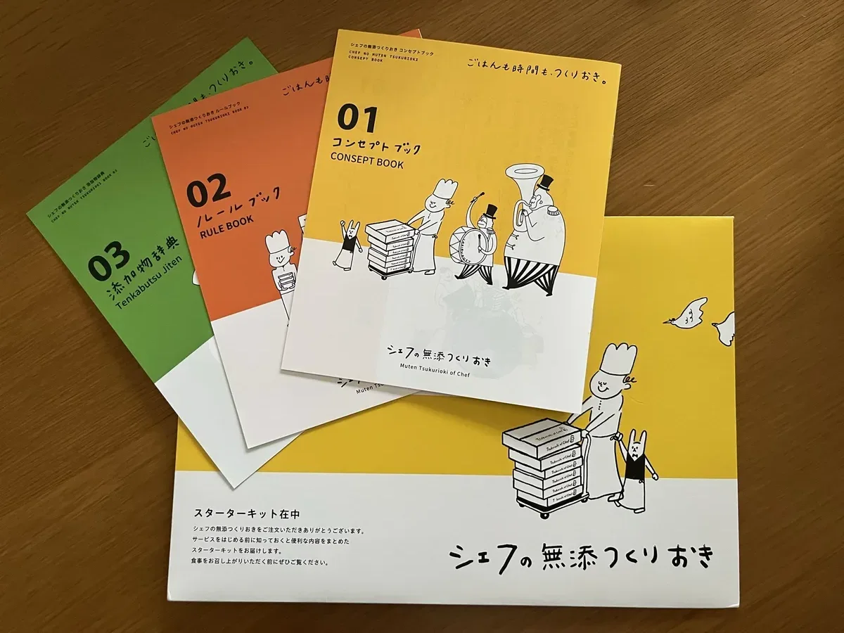 スターターキットの封筒と3冊の冊子