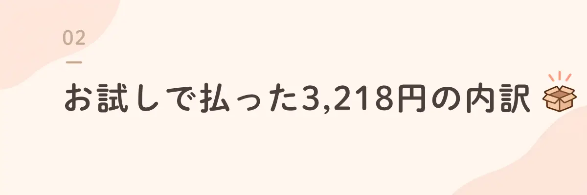 お試しで払った3,218円の内訳